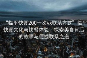“臨平快餐200一次vx聯(lián)系方式”臨平快餐文化與快餐體驗，探索美食背后的故事與便捷聯(lián)系之道
