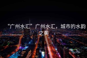 “廣州水匯”廣州水匯，城市的水韻之美
