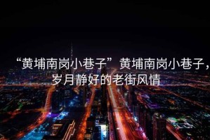 “黃埔南崗小巷子”黃埔南崗小巷子，歲月靜好的老街風(fēng)情