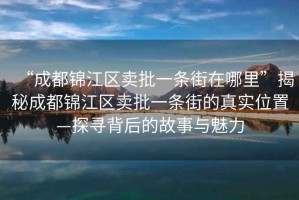 “成都錦江區(qū)賣批一條街在哪里”揭秘成都錦江區(qū)賣批一條街的真實位置—探尋背后的故事與魅力
