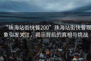 “珠海站街快餐200”珠海站街快餐現(xiàn)象引發(fā)關(guān)注，揭示背后的真相與挑戰(zhàn)