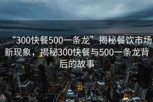 “300快餐500一條龍”揭秘餐飲市場新現(xiàn)象，揭秘300快餐與500一條龍背后的故事