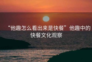 “他趣怎么看出來(lái)是快餐”他趣中的快餐文化觀察