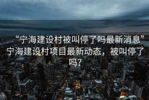 “寧海建設(shè)村被叫停了嗎最新消息”寧海建設(shè)村項(xiàng)目最新動(dòng)態(tài)，被叫停了嗎？