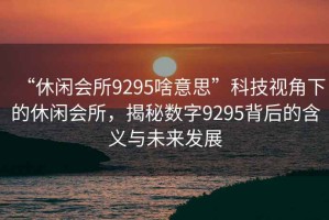 “休閑會(huì)所9295啥意思”科技視角下的休閑會(huì)所，揭秘?cái)?shù)字9295背后的含義與未來(lái)發(fā)展