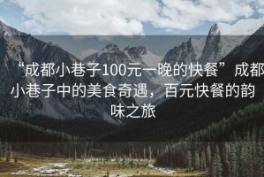 “成都小巷子100元一晚的快餐”成都小巷子中的美食奇遇，百元快餐的韻味之旅