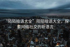 “陌陌暗語(yǔ)大全”陌陌暗語(yǔ)大全，探索網(wǎng)絡(luò)社交的新語(yǔ)言