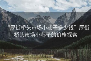“厚街橋頭市場(chǎng)小巷子多少錢(qián)”厚街橋頭市場(chǎng)小巷子的價(jià)格探索