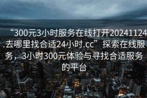“300元3小時(shí)服務(wù)在線打開(kāi)20241124.去哪里找合適24小時(shí).cc”探索在線服務(wù)，3小時(shí)300元體驗(yàn)與尋找合適服務(wù)的平臺(tái)