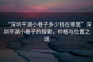 “深圳平湖小巷子多少錢在哪里”深圳平湖小巷子的探索，價(jià)格與位置之謎
