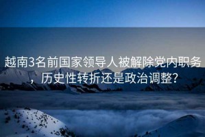越南3名前國(guó)家領(lǐng)導(dǎo)人被解除黨內(nèi)職務(wù)，歷史性轉(zhuǎn)折還是政治調(diào)整？