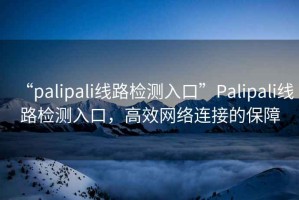 “palipali線路檢測(cè)入口”Palipali線路檢測(cè)入口，高效網(wǎng)絡(luò)連接的保障