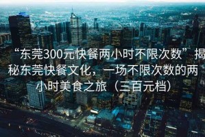 “東莞300元快餐兩小時不限次數(shù)”揭秘東莞快餐文化，一場不限次數(shù)的兩小時美食之旅（三百元檔）