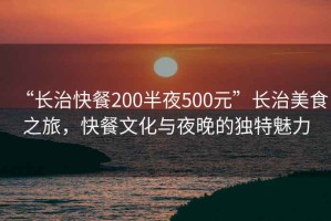 “長治快餐200半夜500元”長治美食之旅，快餐文化與夜晚的獨(dú)特魅力