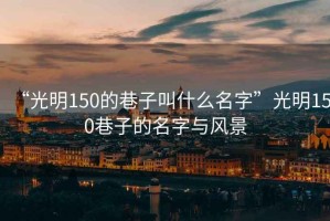“光明150的巷子叫什么名字”光明150巷子的名字與風(fēng)景