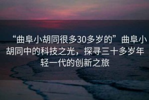 “曲阜小胡同很多30多歲的”曲阜小胡同中的科技之光，探尋三十多歲年輕一代的創(chuàng)新之旅