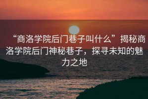 “商洛學(xué)院后門巷子叫什么”揭秘商洛學(xué)院后門神秘巷子，探尋未知的魅力之地