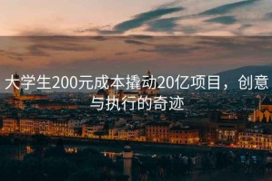 大學生200元成本撬動20億項目，創(chuàng)意與執(zhí)行的奇跡