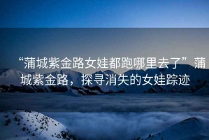 “蒲城紫金路女娃都跑哪里去了”蒲城紫金路，探尋消失的女娃蹤跡