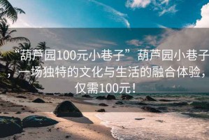 “葫蘆園100元小巷子”葫蘆園小巷子，一場獨(dú)特的文化與生活的融合體驗(yàn)，僅需100元！