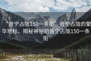 “普寧占隴150一條街”普寧占隴的繁華地標(biāo)，揭秘神秘的普寧占隴150一條街