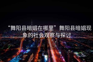 “舞陽縣暗娼在哪里”舞陽縣暗娼現(xiàn)象的社會觀察與探討