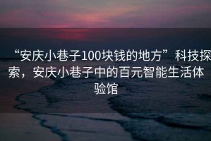 “安慶小巷子100塊錢(qián)的地方”科技探索，安慶小巷子中的百元智能生活體驗(yàn)館