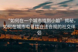 “如何在一個(gè)城市找到小姐”揭秘，如何在城市中尋找合法合規(guī)的社交伴侶