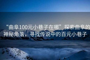 “曲阜100元小巷子在哪”探索曲阜的神秘角落，尋找傳說中的百元小巷子