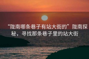 “隴南哪條巷子有站大街的”隴南探秘，尋找那條巷子里的站大街