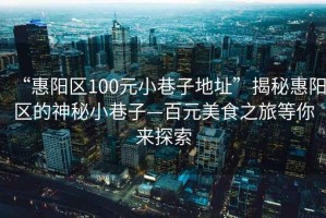 “惠陽區(qū)100元小巷子地址”揭秘惠陽區(qū)的神秘小巷子—百元美食之旅等你來探索