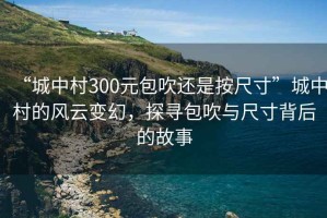 “城中村300元包吹還是按尺寸”城中村的風(fēng)云變幻，探尋包吹與尺寸背后的故事