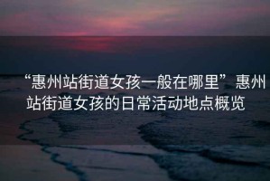 “惠州站街道女孩一般在哪里”惠州站街道女孩的日常活動地點概覽
