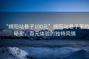 “綿陽站巷子100元”綿陽站巷子里的秘密，百元體驗的獨特風情