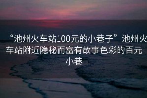 “池州火車站100元的小巷子”池州火車站附近隱秘而富有故事色彩的百元小巷