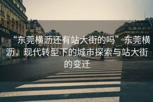 “東莞橫瀝還有站大街的嗎”東莞橫瀝，現(xiàn)代轉(zhuǎn)型下的城市探索與站大街的變遷