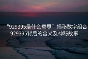 “929395是什么意思”揭秘數(shù)字組合929395背后的含義及神秘故事