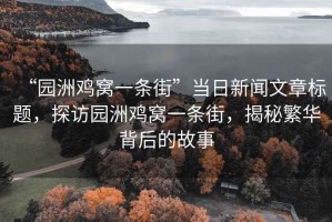“園洲雞窩一條街”當(dāng)日新聞文章標(biāo)題，探訪園洲雞窩一條街，揭秘繁華背后的故事
