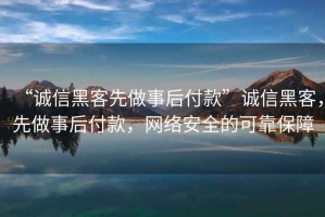 “誠信黑客先做事后付款”誠信黑客，先做事后付款，網(wǎng)絡(luò)安全的可靠保障