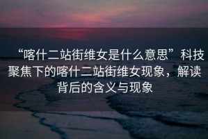 “喀什二站街維女是什么意思”科技聚焦下的喀什二站街維女現(xiàn)象，解讀背后的含義與現(xiàn)象