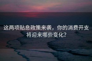 這兩項(xiàng)貼息政策來襲，你的消費(fèi)開支將迎來哪些變化？