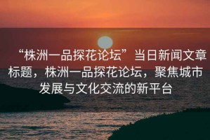 “株洲一品探花論壇”當(dāng)日新聞文章標(biāo)題，株洲一品探花論壇，聚焦城市發(fā)展與文化交流的新平臺(tái)
