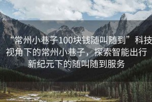 “常州小巷子100塊錢隨叫隨到”科技視角下的常州小巷子，探索智能出行新紀(jì)元下的隨叫隨到服務(wù)