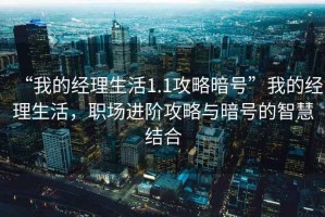 “我的經(jīng)理生活1.1攻略暗號”我的經(jīng)理生活，職場進(jìn)階攻略與暗號的智慧結(jié)合