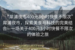 “犀浦夜市400元3小時快餐不限次”犀浦夜市，探索美食與科技的完美結(jié)合—一場關(guān)于400元3小時快餐不限次的體驗之旅