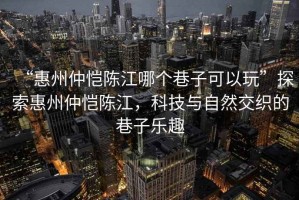 “惠州仲愷陳江哪個巷子可以玩”探索惠州仲愷陳江，科技與自然交織的巷子樂趣