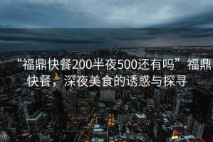 “福鼎快餐200半夜500還有嗎”福鼎快餐，深夜美食的誘惑與探尋