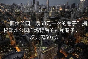 “鄞州公園廣場(chǎng)50元一次的巷子”揭秘鄞州公園廣場(chǎng)背后的神秘巷子，一次只需50元？