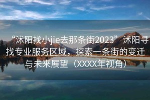 “沭陽(yáng)找小jie去那條街2023”沭陽(yáng)尋找專業(yè)服務(wù)區(qū)域，探索一條街的變遷與未來展望（XXXX年視角）