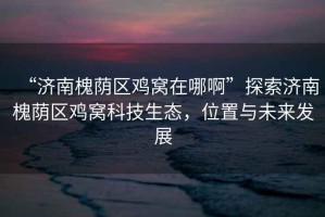 “濟(jì)南槐蔭區(qū)雞窩在哪啊”探索濟(jì)南槐蔭區(qū)雞窩科技生態(tài)，位置與未來發(fā)展